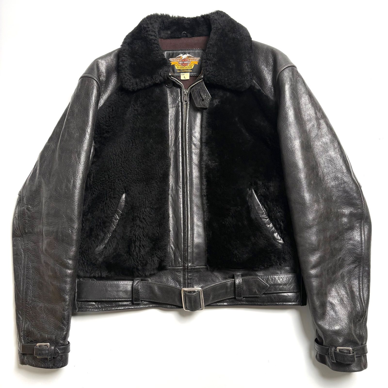 希少】HARLEY DAVIDSON レザージャケット 黒 L グリズリージャケット 