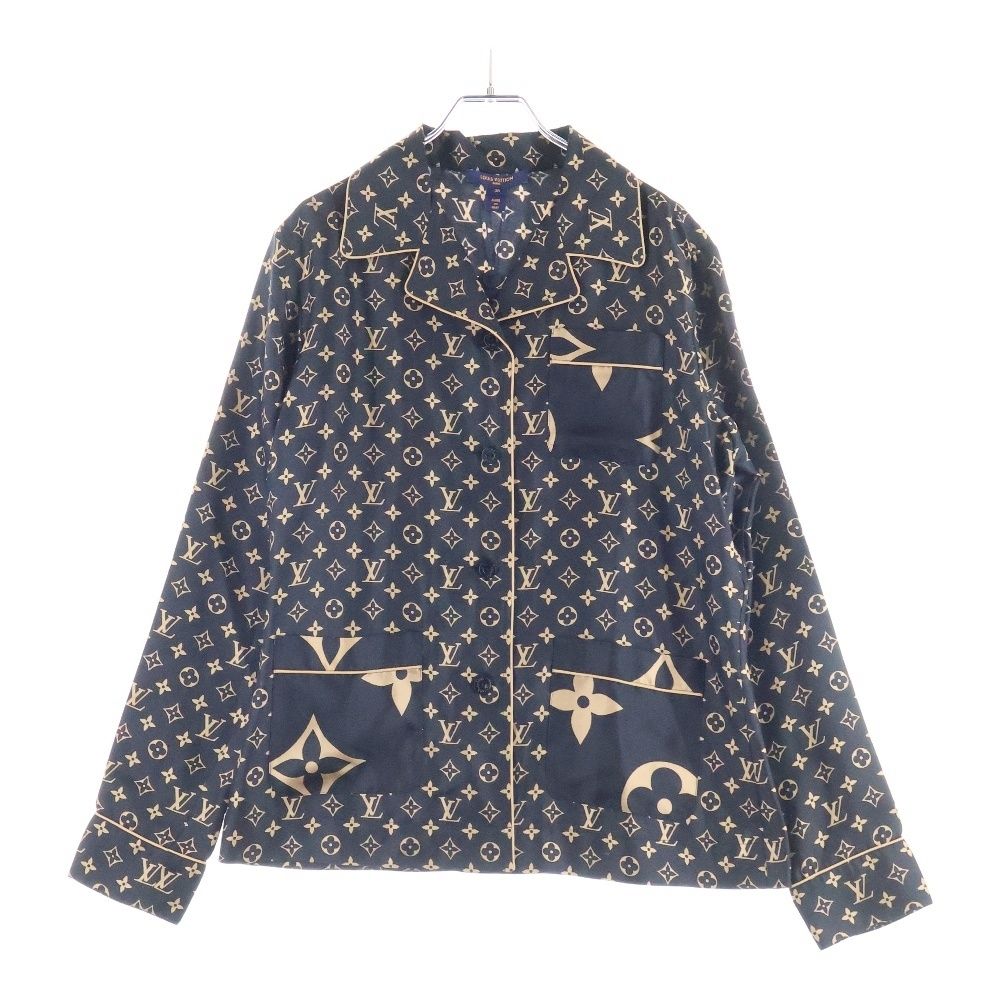 LOUIS VUITTON ルイヴィトン 23 SS L S Pajama Shirt RW 231 W PR 0 FOBL 06 モノグラムシルク長袖パジャマシャツ ブラック ベージュ