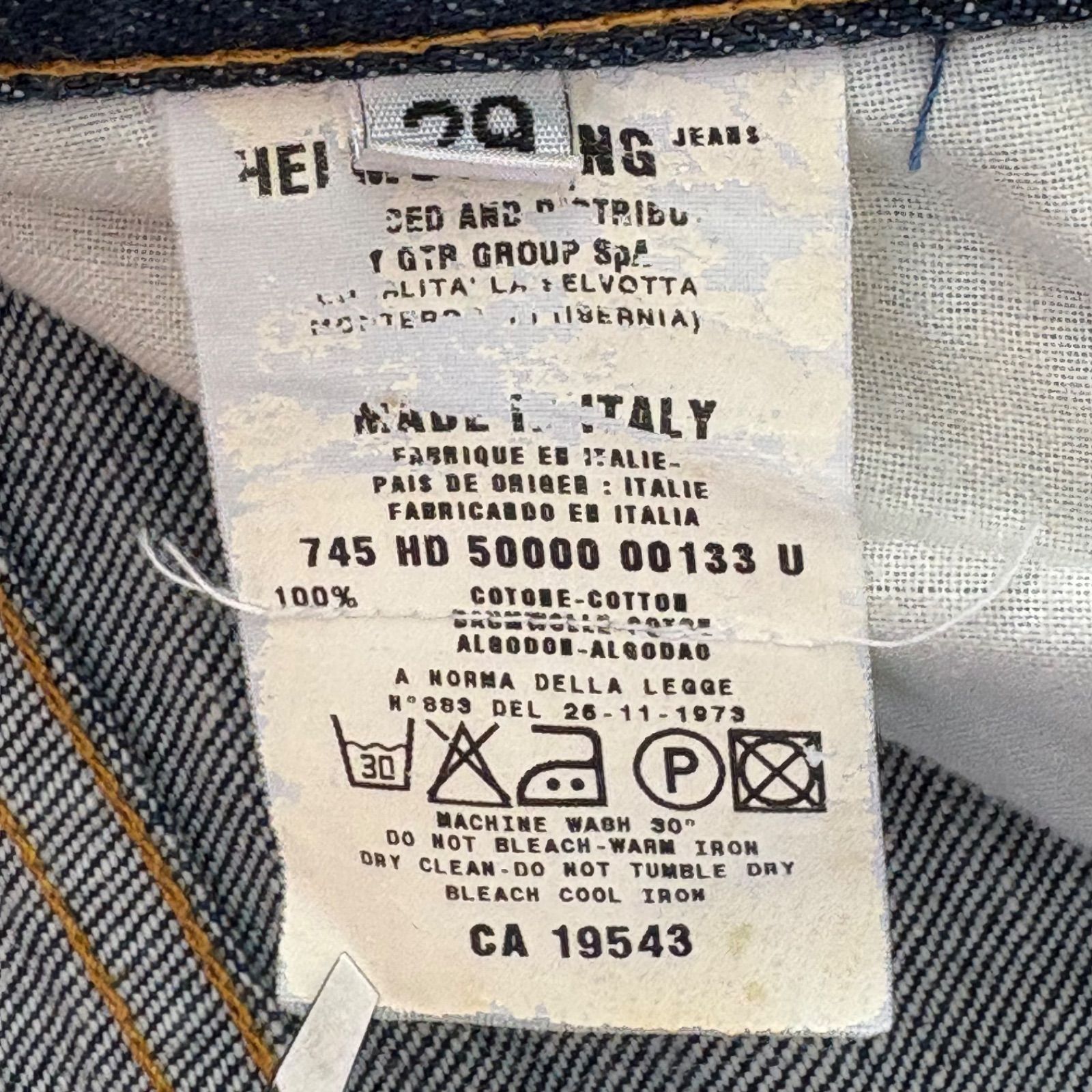希少 HELMUT LANG 90s 本人期 濃紺デニムパンツ ジーンズ イタリア製