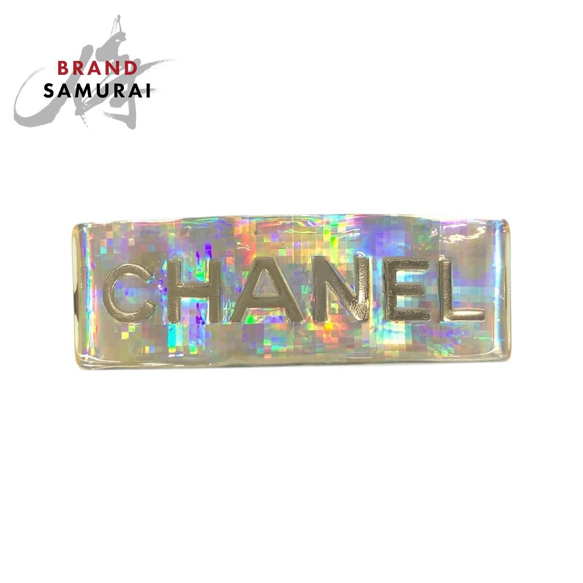 美品 CHANEL シャネル ロゴ シルバー オーロラ プラスチック/メッキ