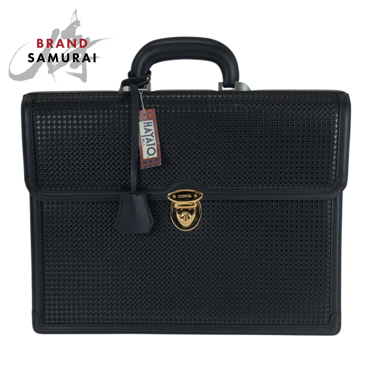 超美品 INDENYA 印傳屋 HAYATO 隼人 千鳥格子柄 ブラック 黒 ゴールド