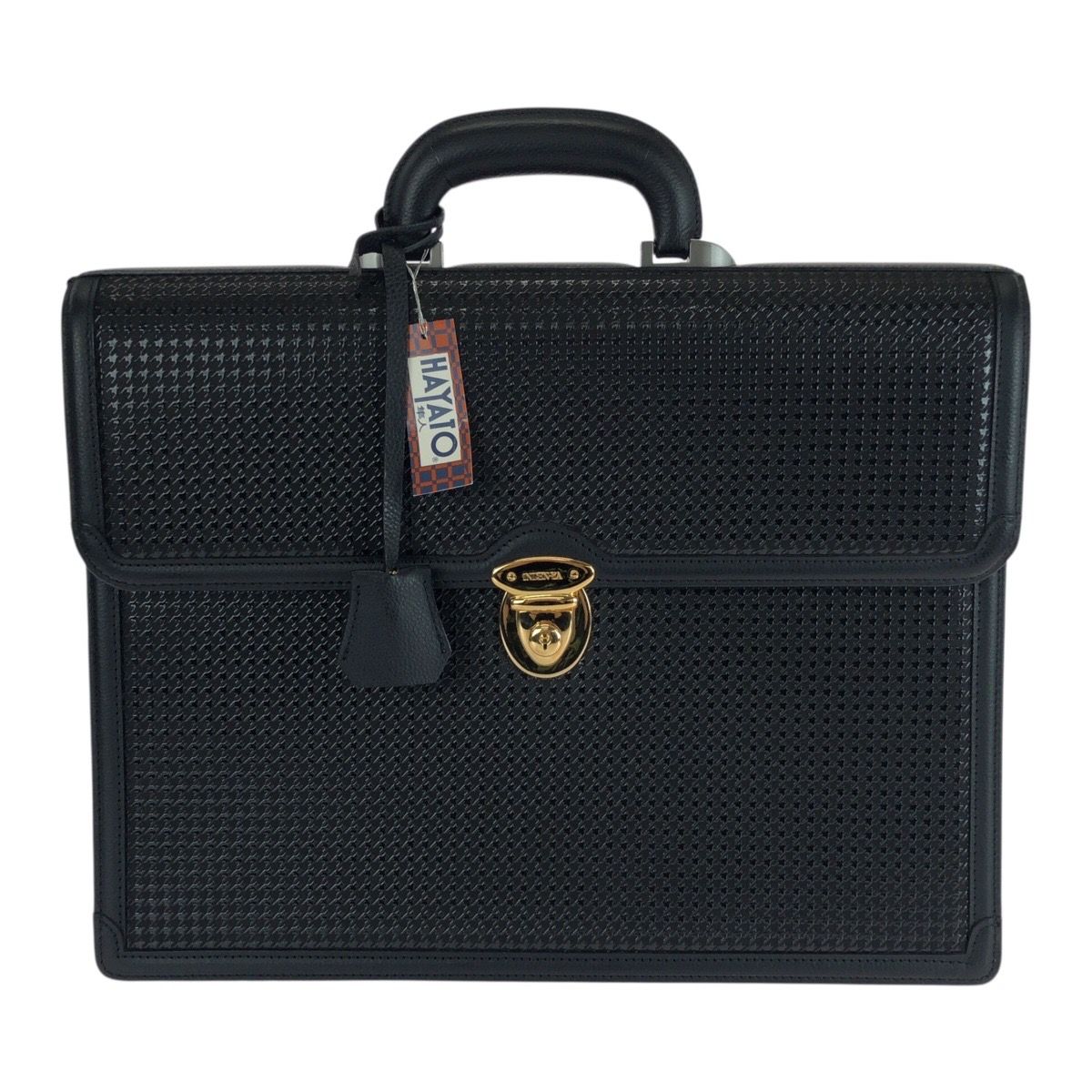 超美品 INDENYA 印傳屋 HAYATO 隼人 千鳥格子柄 ブラック 黒 ゴールド