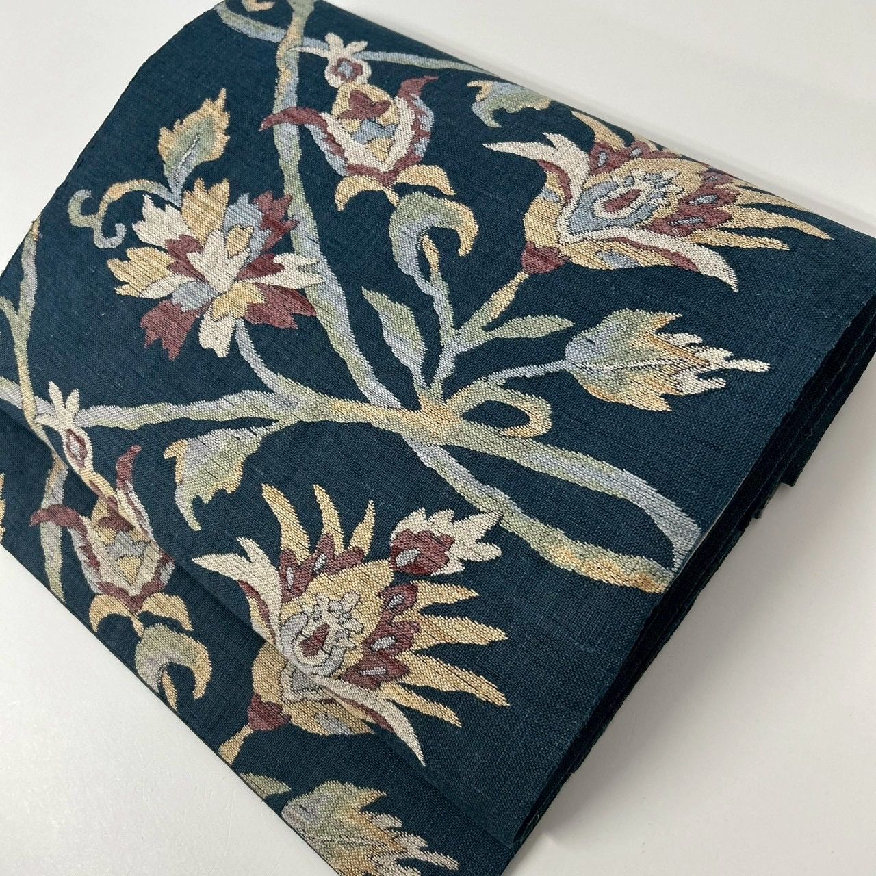 名古屋帯　花唐草　正絹 名古屋帯 正絹 紬 花唐草の織柄 MA-1897 - メルカリ