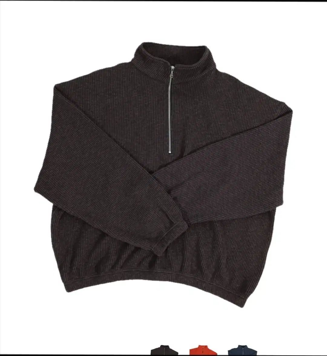 ノンノッド ハーフジップアップ ニット ブラウン