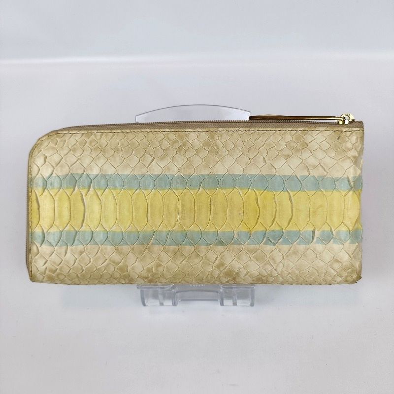 良品 ATAO アタオ 長財布 limo リモ パイソン ストライプ ベージュ系