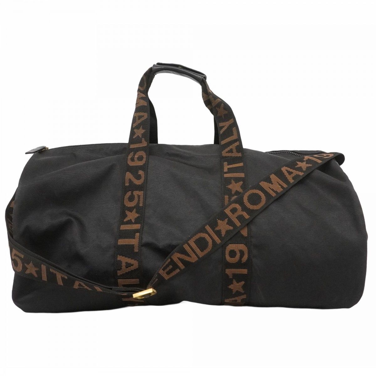 5 pa 0465 フェンディ ボストンバッグ ナイロン ブラック ゴールド金具 メンズ レディース ユニセックス