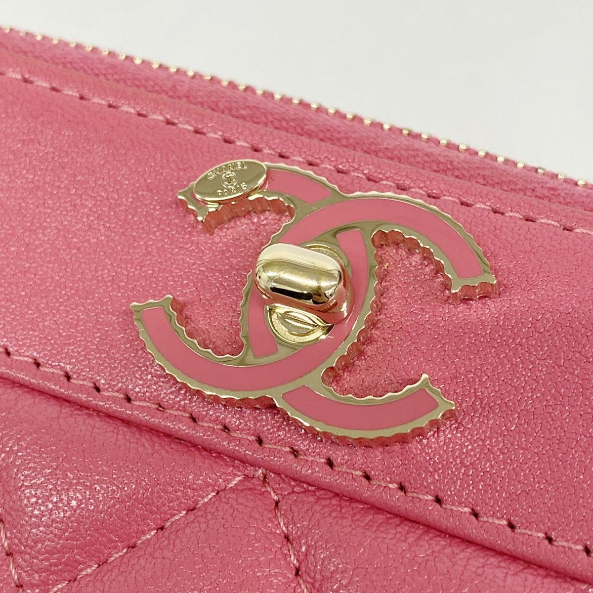5pa0522】シャネル コインケース マドモアゼル ラムスキン ピンク