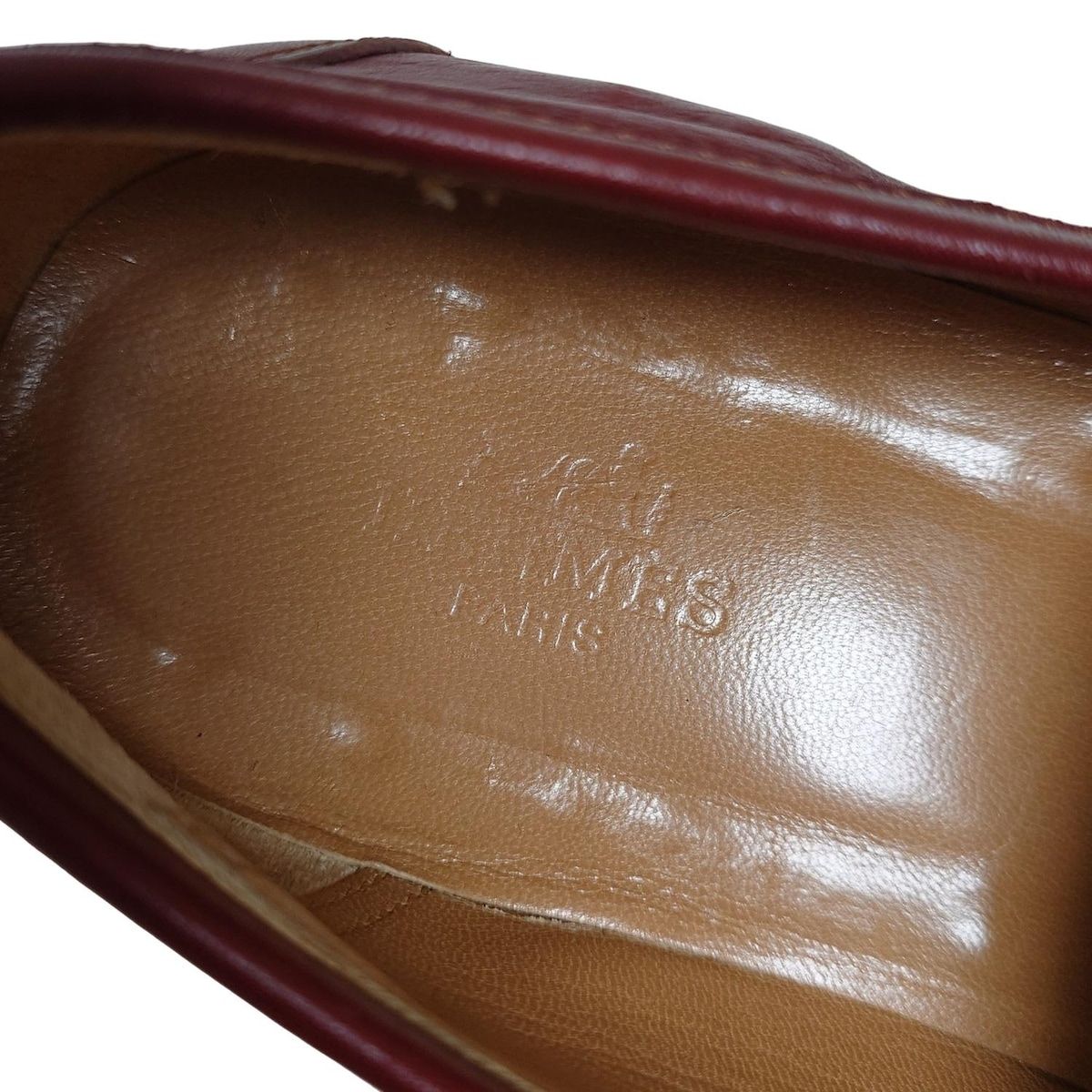 HERMES(エルメス) ローファー 37 レディース - レッド シルバー金具/H