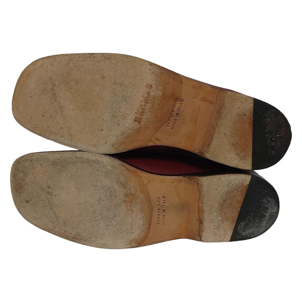 HERMES(エルメス) ローファー 37 レディース - レッド シルバー金具/H