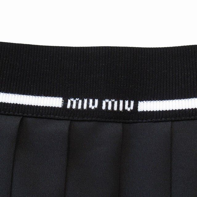 極美品 ミュウミュウ miumiu ウエストロゴバンド イージー プリーツ