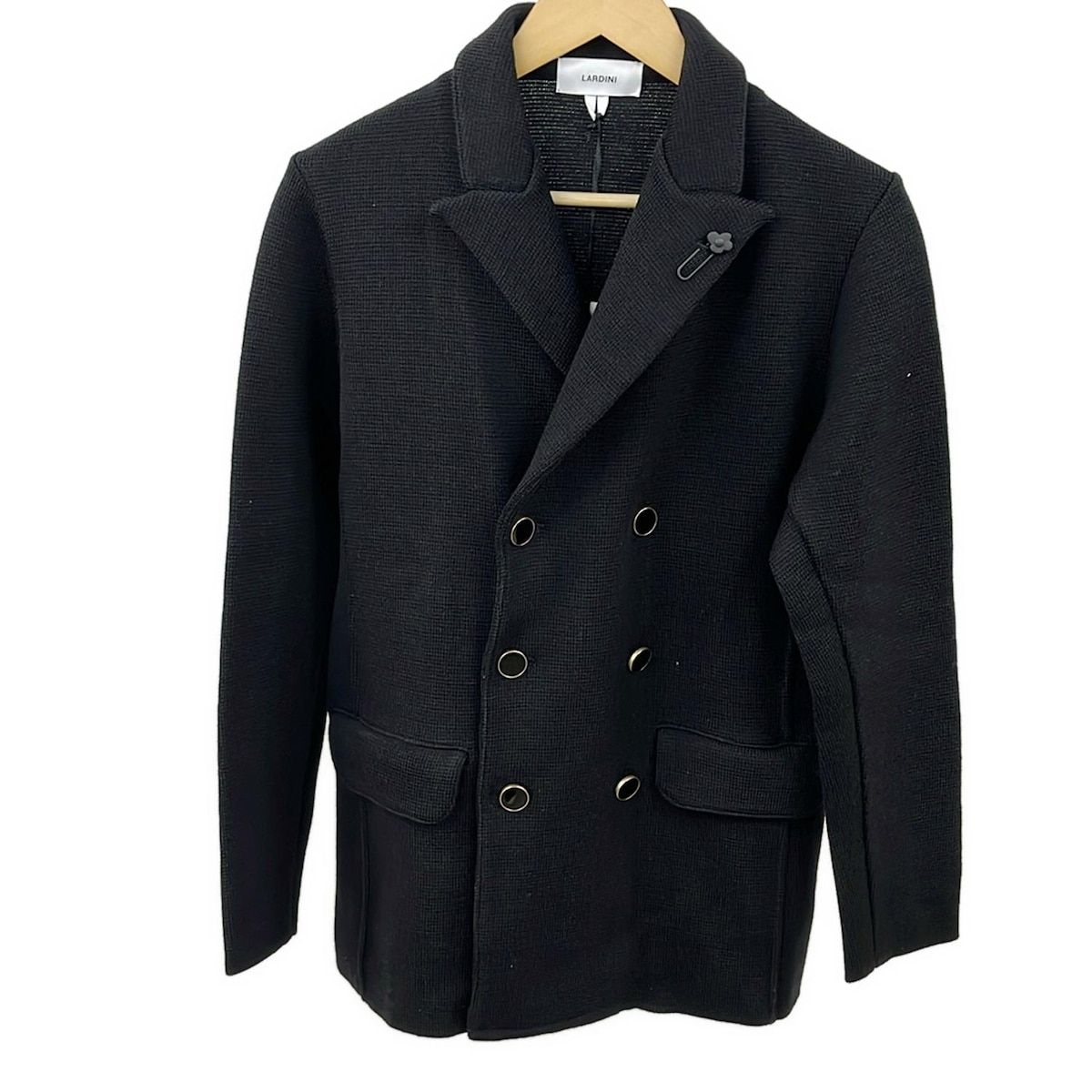 lardini ラルディーニ ジャケット サイズS メンズ - 黒 長袖 ニット ダブル 秋 冬