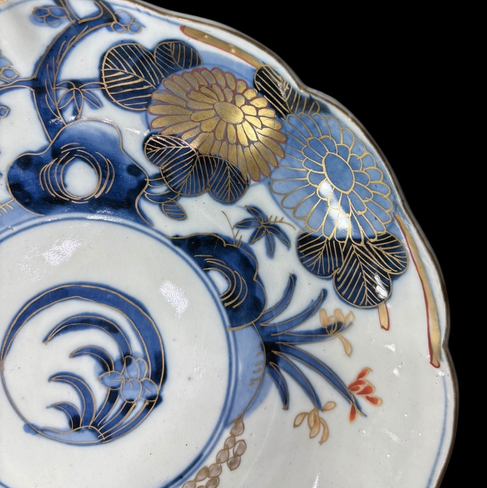 古伊万里 染錦 千鳥草花文図 色絵 丸皿 取り皿 飾り皿 和食器 明治期