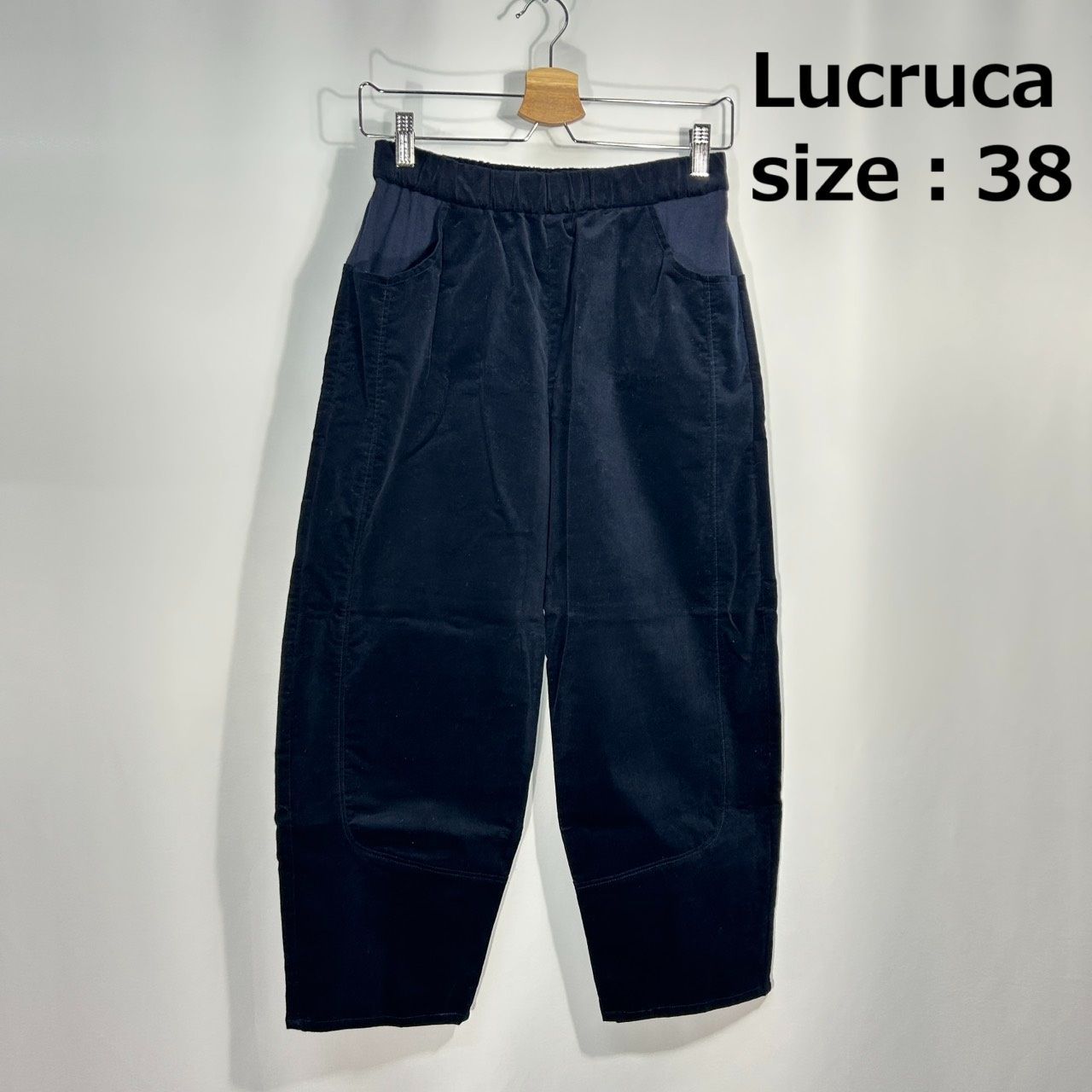 【新品】lucruca ルクルカ センソユニコ パンツ ワイド スウェット生地 Lucruca【38】ネイビー ワイドパンツ 生地コットン混 ストレッチ