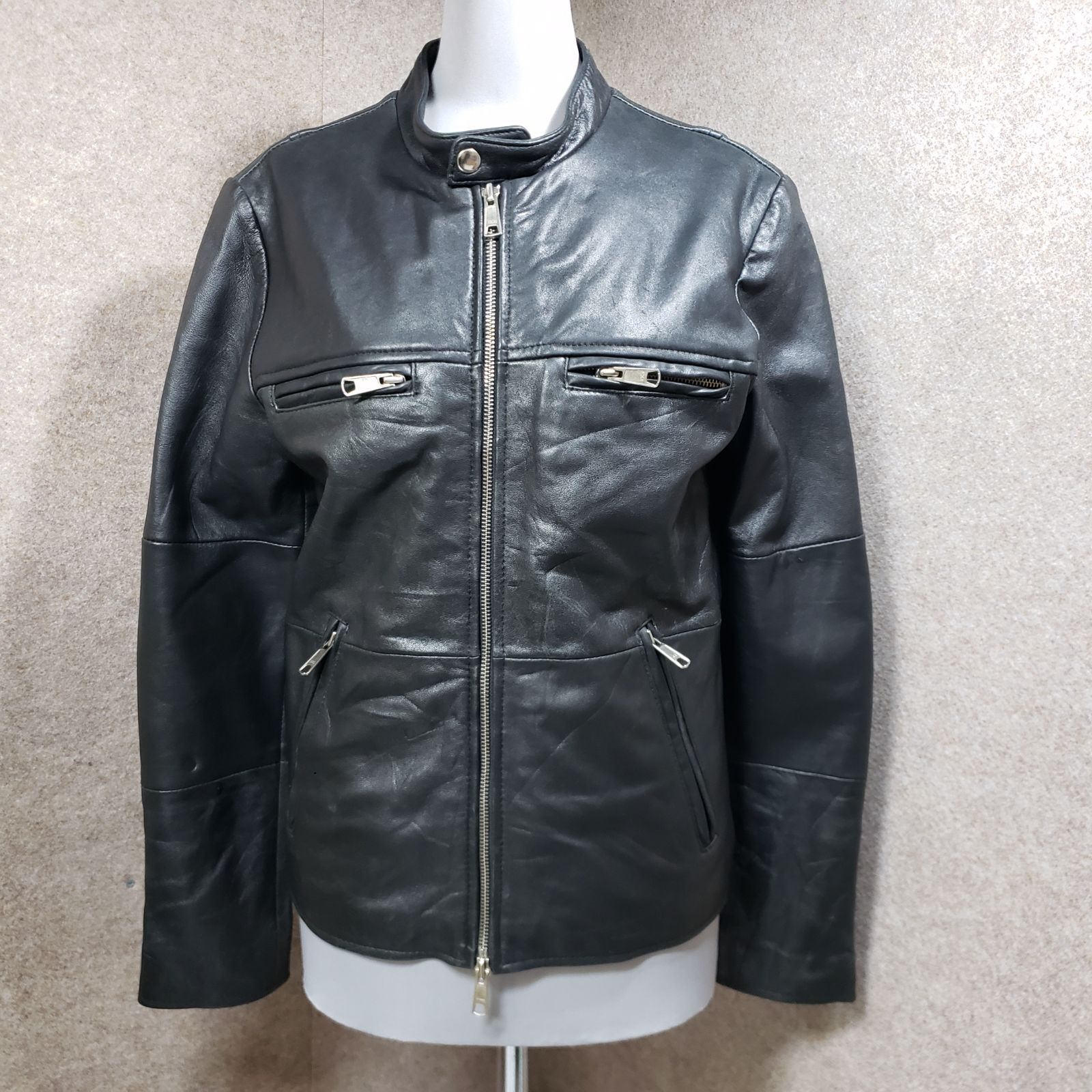 roshell レザージャケット シングルライダース ジップポケット 