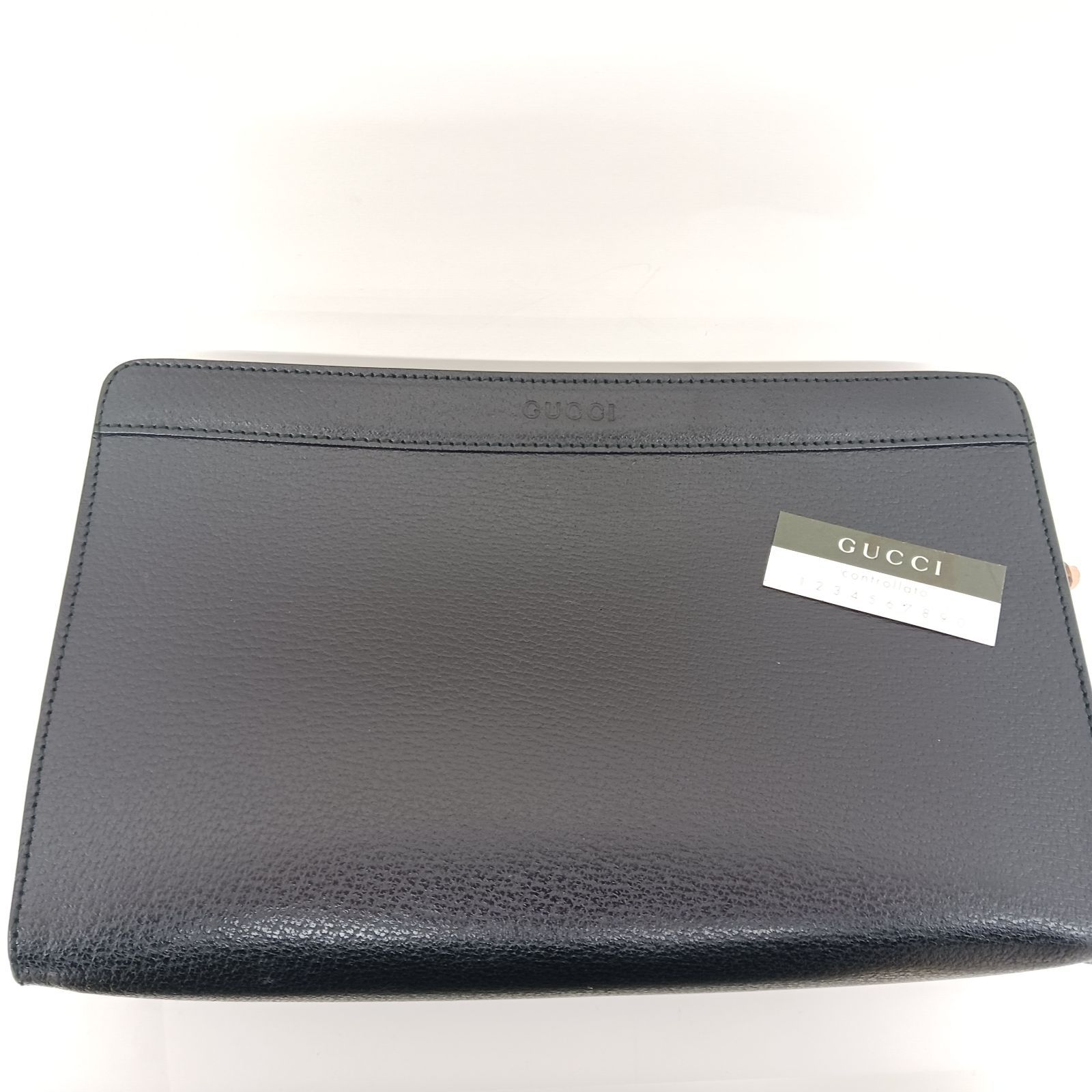 GUCCI グッチ 本革 クラッチバッグ シンプル 黒 メンズ