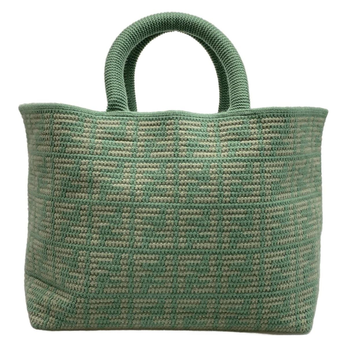 Fendi トートバッグ美品 ベージュ/グリーン FENDI(フェンディ) トートバッグ - 8BH401 グリーン カシミヤ - メルカリ