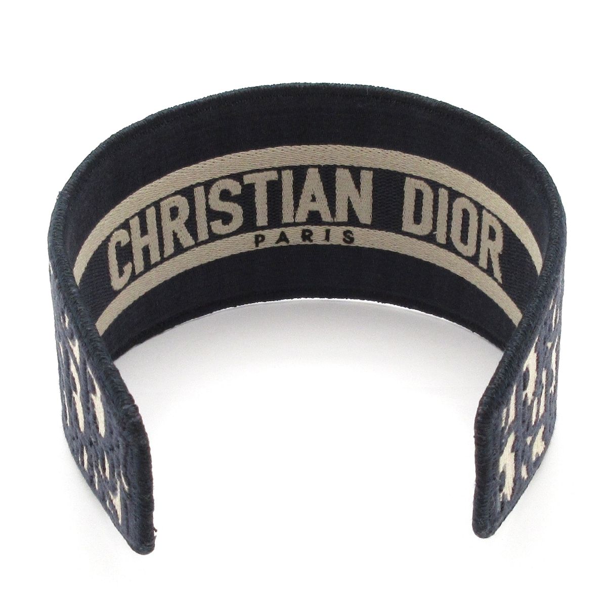 DIOR ChristianDior ディオール クリスチャンディオール カチューシャ ネイビー アイボリー ブルーグレー オブリーク