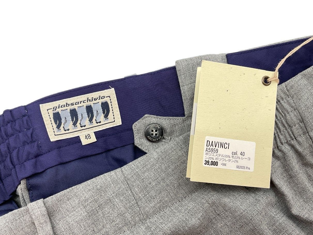 【未使用品】giab's ARCHIVIO タックスラックスパンツ 48 未使用 48 giab's ARCHIVIO ジャブスアルキビオ DAVINCI ワンタック