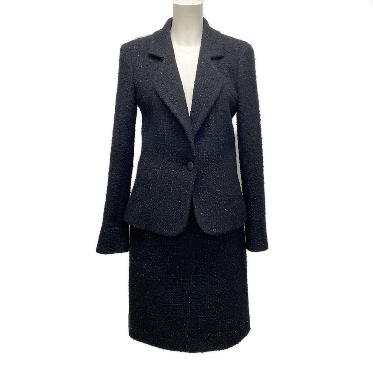 CHANEL シャネル スカートスーツ サイズ36 S レディース - P 39054 39069 黒 長袖 ツイード 肩パッド 春 秋 ウール