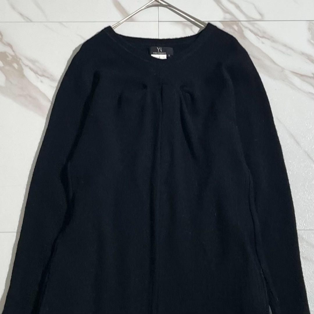 Y's ワイズ ヨウジヤマモト ロングワンピース 黒 Y's ワイズ ヨウジヤマモト アシンメトリー 折り返し ロングワンピース