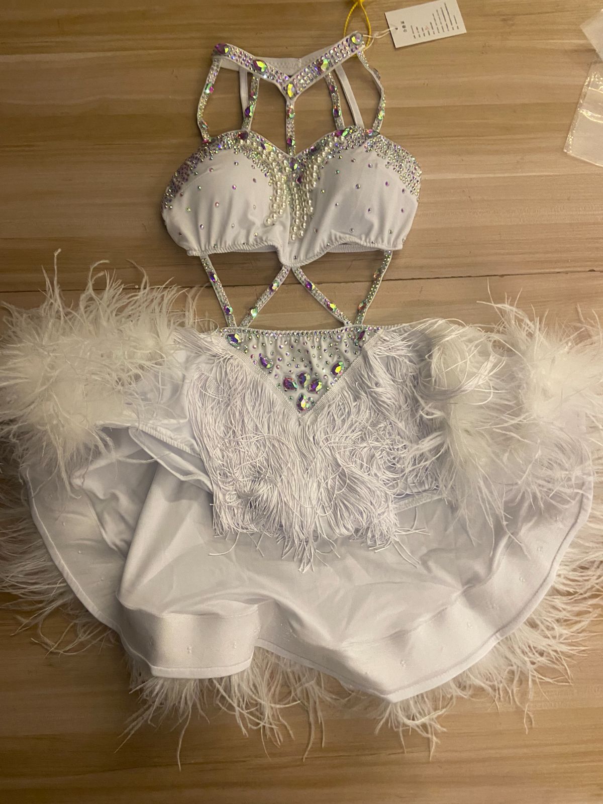 Sサイズ 社交ダンス 衣装 ブルー ラテンドレス ドレス ダンス衣装 ラインストーン装飾 フリルデザイン