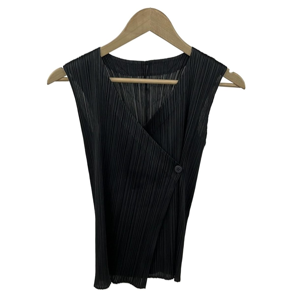 PLEATS PLEASE プリーツプリーズ ノースリーブカットソー サイズ3 L レディース 黒 プリーツ