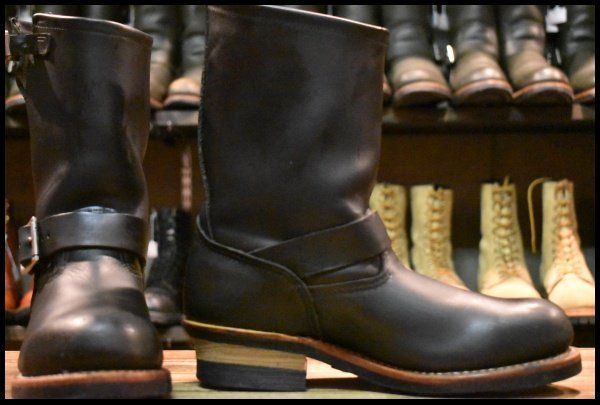 7 5 D 08年 レッドウィング 2268 エンジニア 黒 ブラッククローム スチールトゥ プルオン ブーツ redwing FK 345