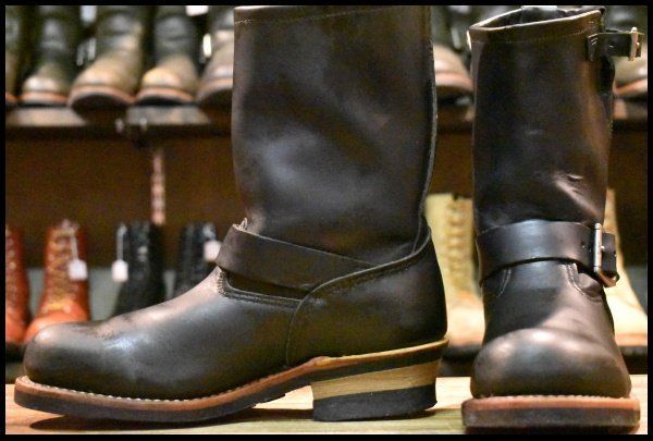 7 5 D 08年 レッドウィング 2268 エンジニア 黒 ブラッククローム スチールトゥ プルオン ブーツ redwing FK 345
