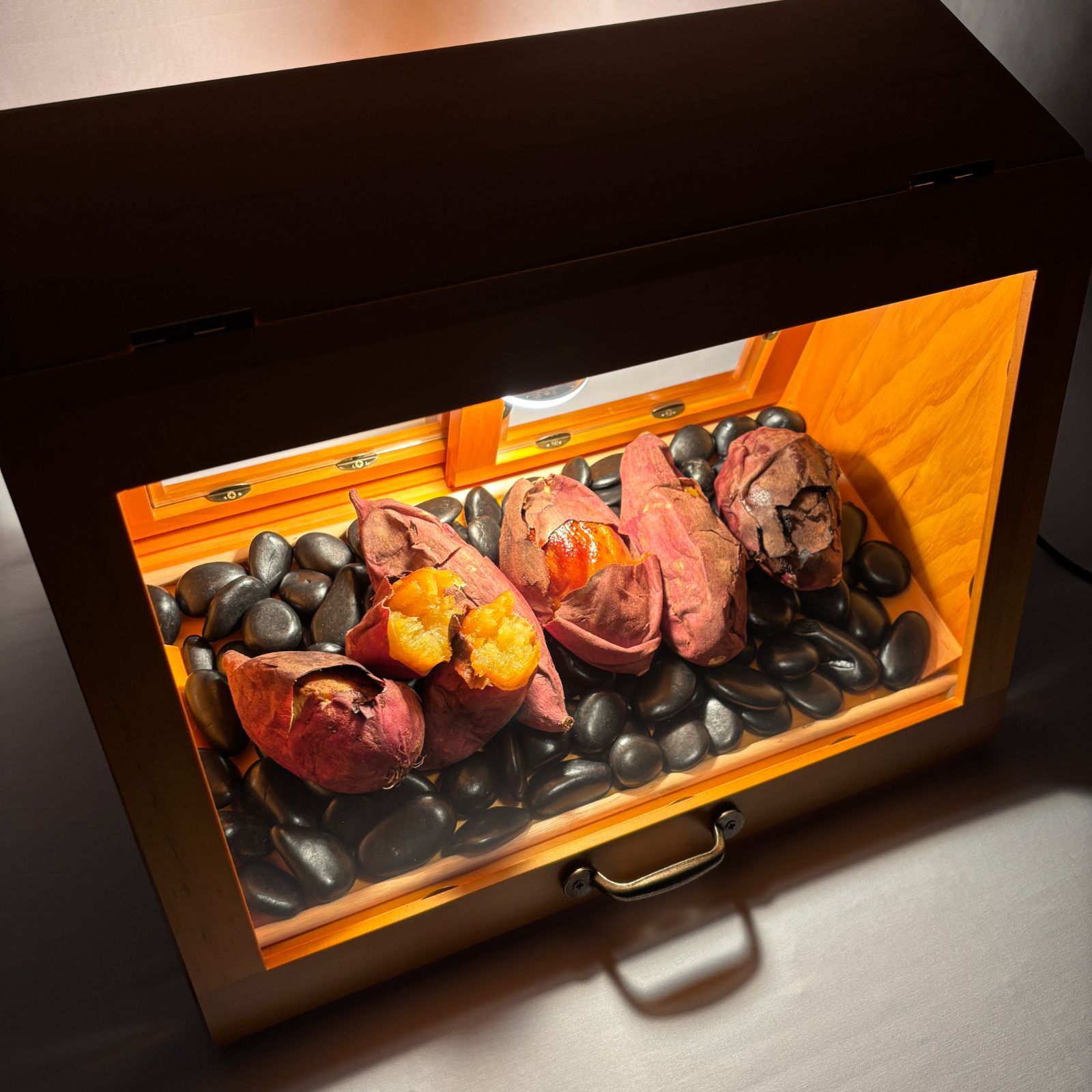 木製ホットショーケース 焼き芋保温ディスプレイケース【ナチュラル