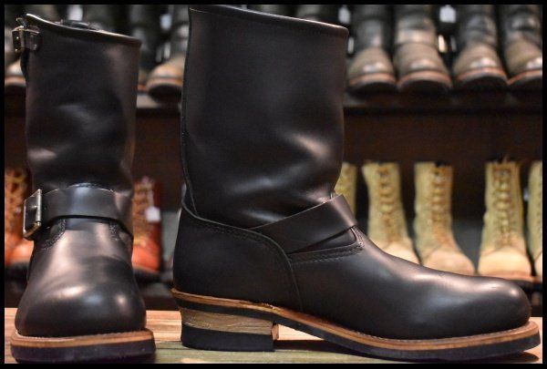9 5 D 08年 レッドウィング 2268 エンジニア 黒 ブラッククローム スチールトゥ プルオン ブーツ redwing FK 348