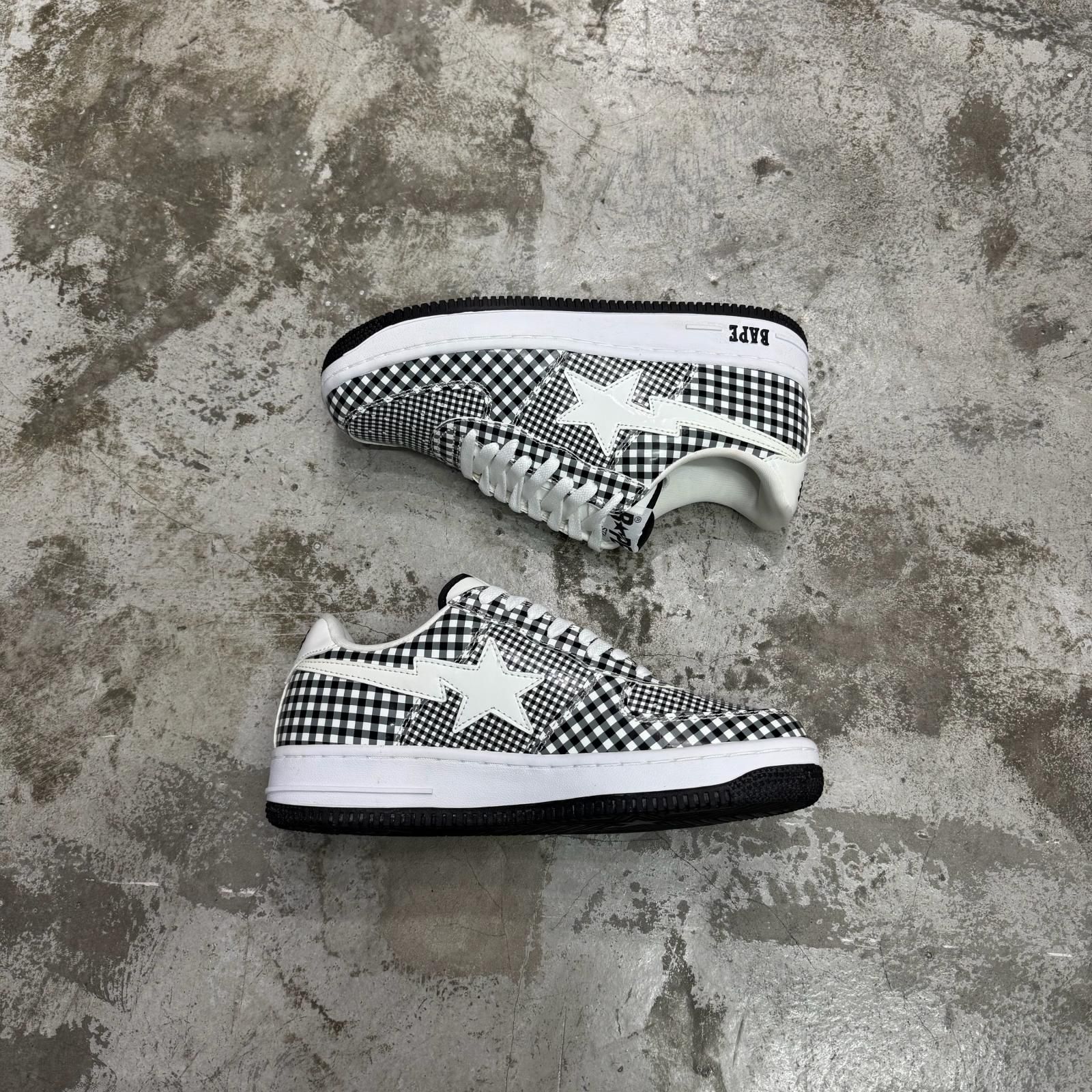 A BATHING APE BAPE STA ギンガムチェック ベイプスター スニーカー ア