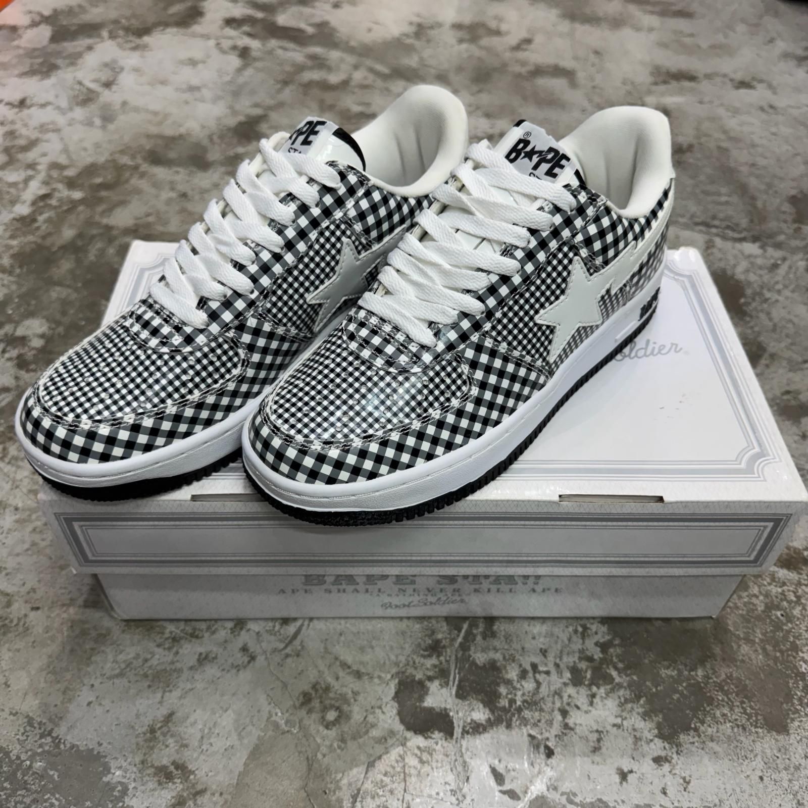 A BATHING APE BAPE STA ギンガムチェック ベイプスター スニーカー ア