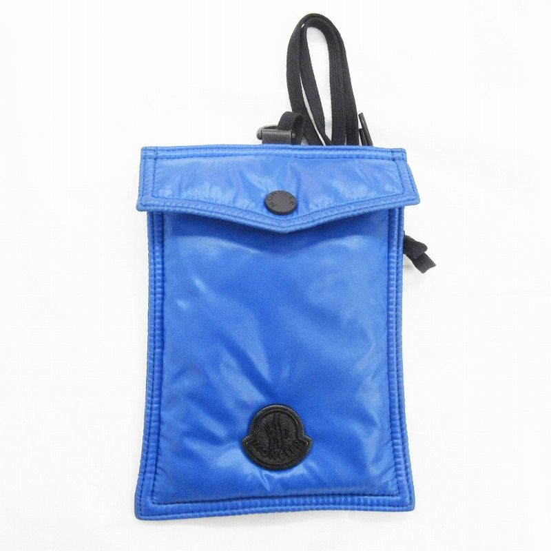 モンクレール MONCLER スマホケース フォンケース フォンポーチ ネックポーチ ミニ バッグ ブルー 青 ブラック 黒 ナイロン レザー ダウン