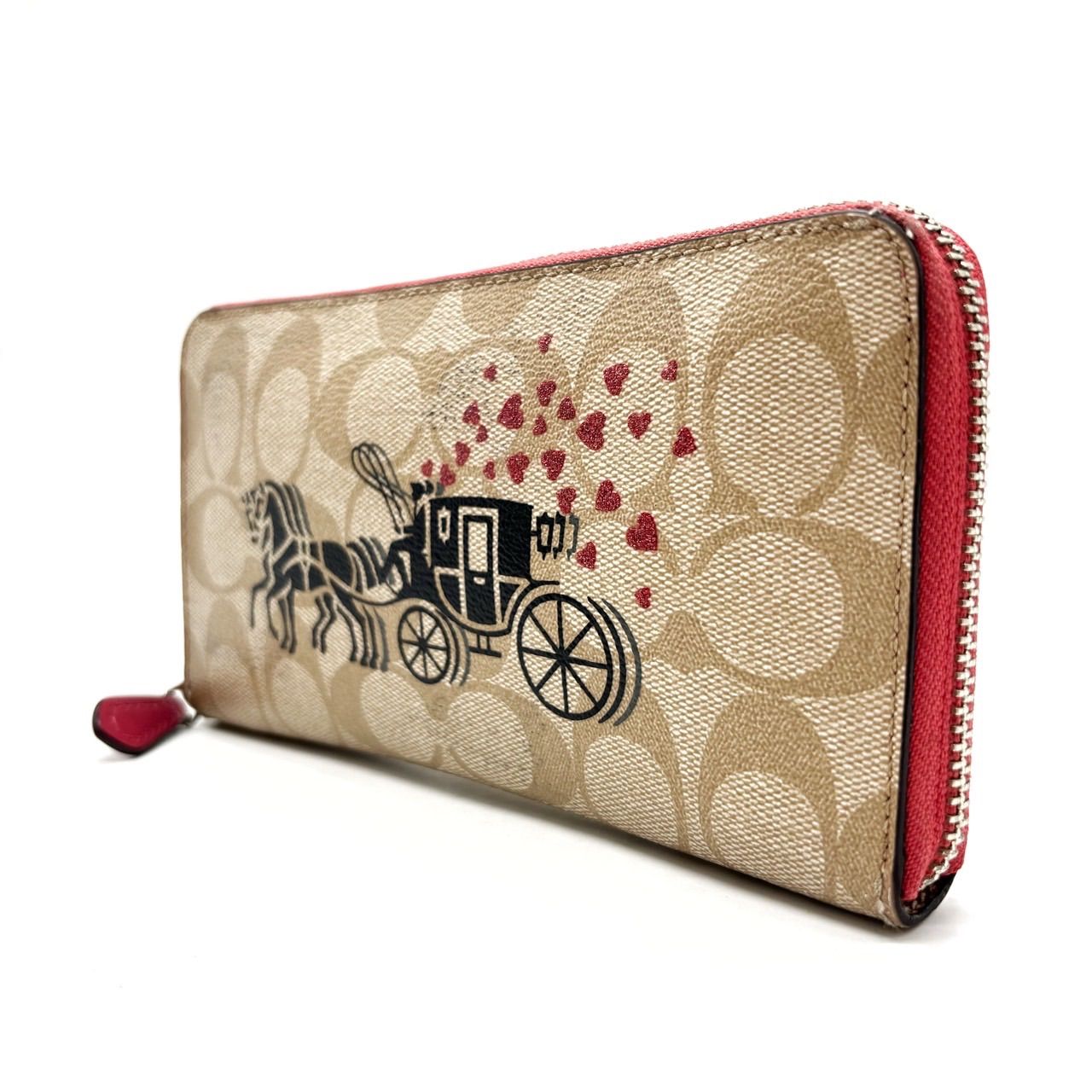 COACH コーチ 長財布 PVC ラウンドファスナー ホース&キャリッジ 美品 良品】 COACH コーチ 長財布 ロングウォレット ラウンドファスナー