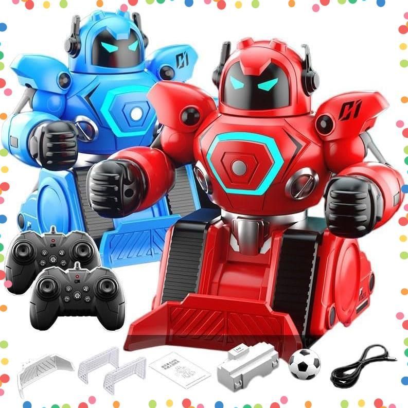在庫 ラジコンロボットセット フットボールファイティング おもちゃ インタラクティブボクシング 2台 USB充電式 旋風ストライクバトル 青と赤