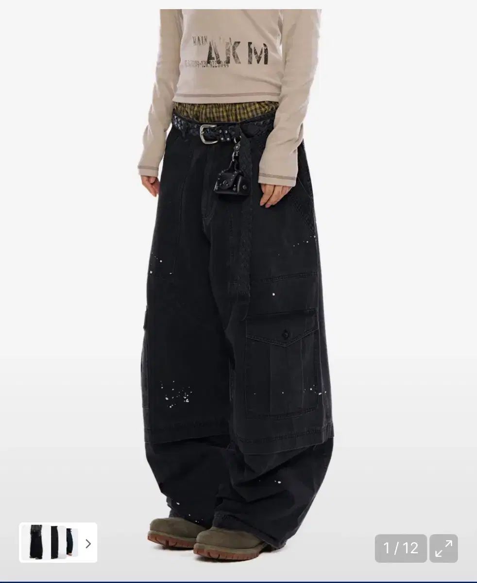 アカム ペイント ミリタリー カーゴパンツ