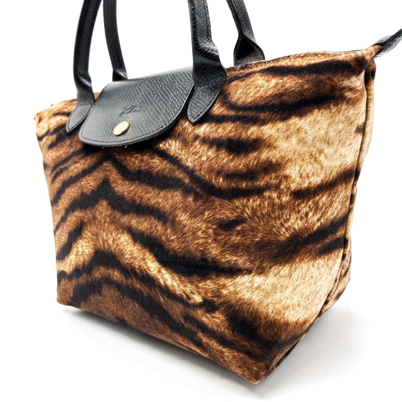 ロンシャン レオパード キャンバス ハンドバッグ トートバッグ フラップ プリアージュ ロゴ型押し ゴールド金具 A 4収納 大容量 ナイロン レザー レディース メンズ ユニセックス 男女