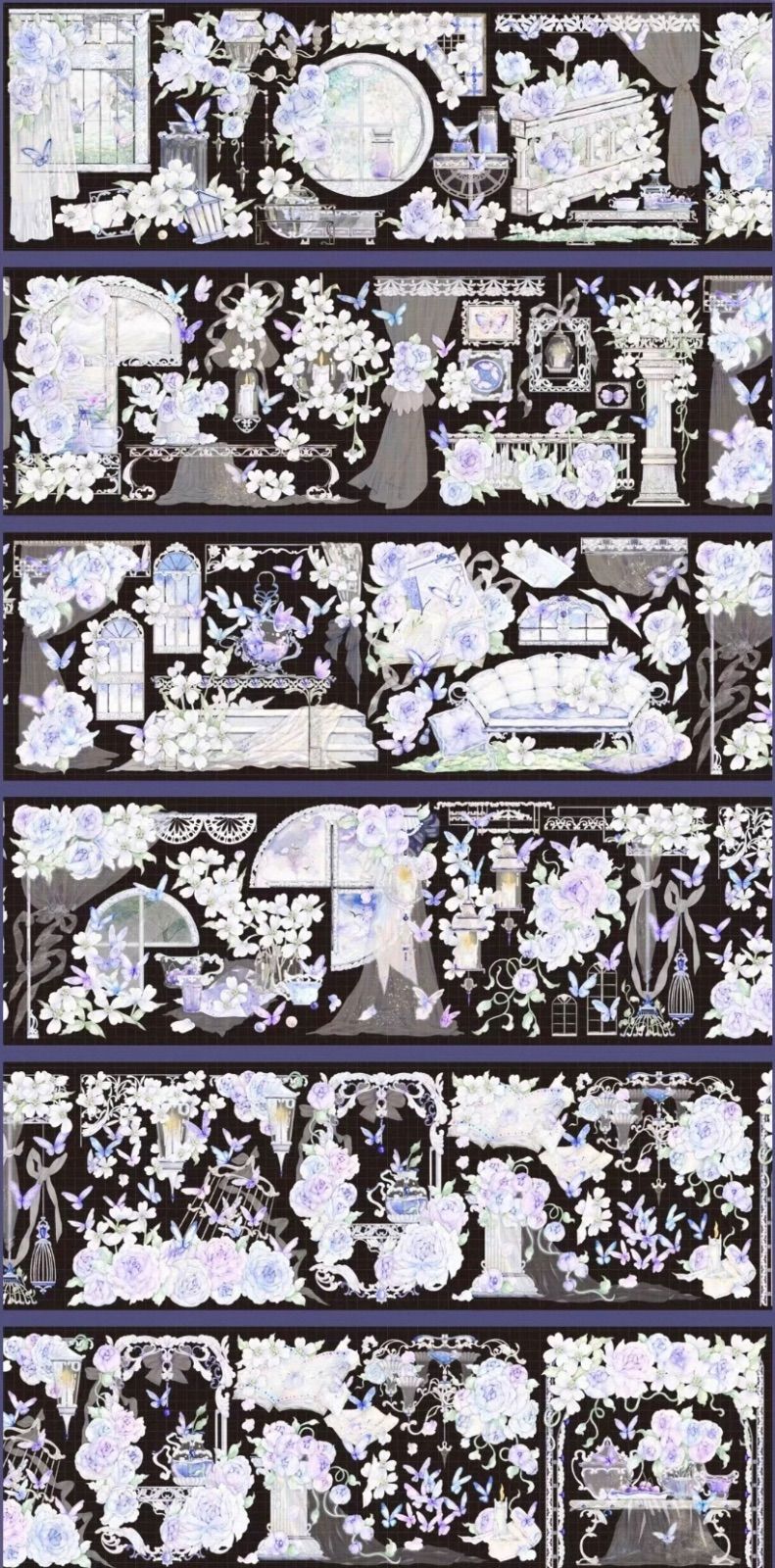  贝壳光 7 cm 10 m 100 loop 熏风至 海外マスキングテープ 海外マステ カーテン 窓 花 マスキングテープ テープ マスキングテープ