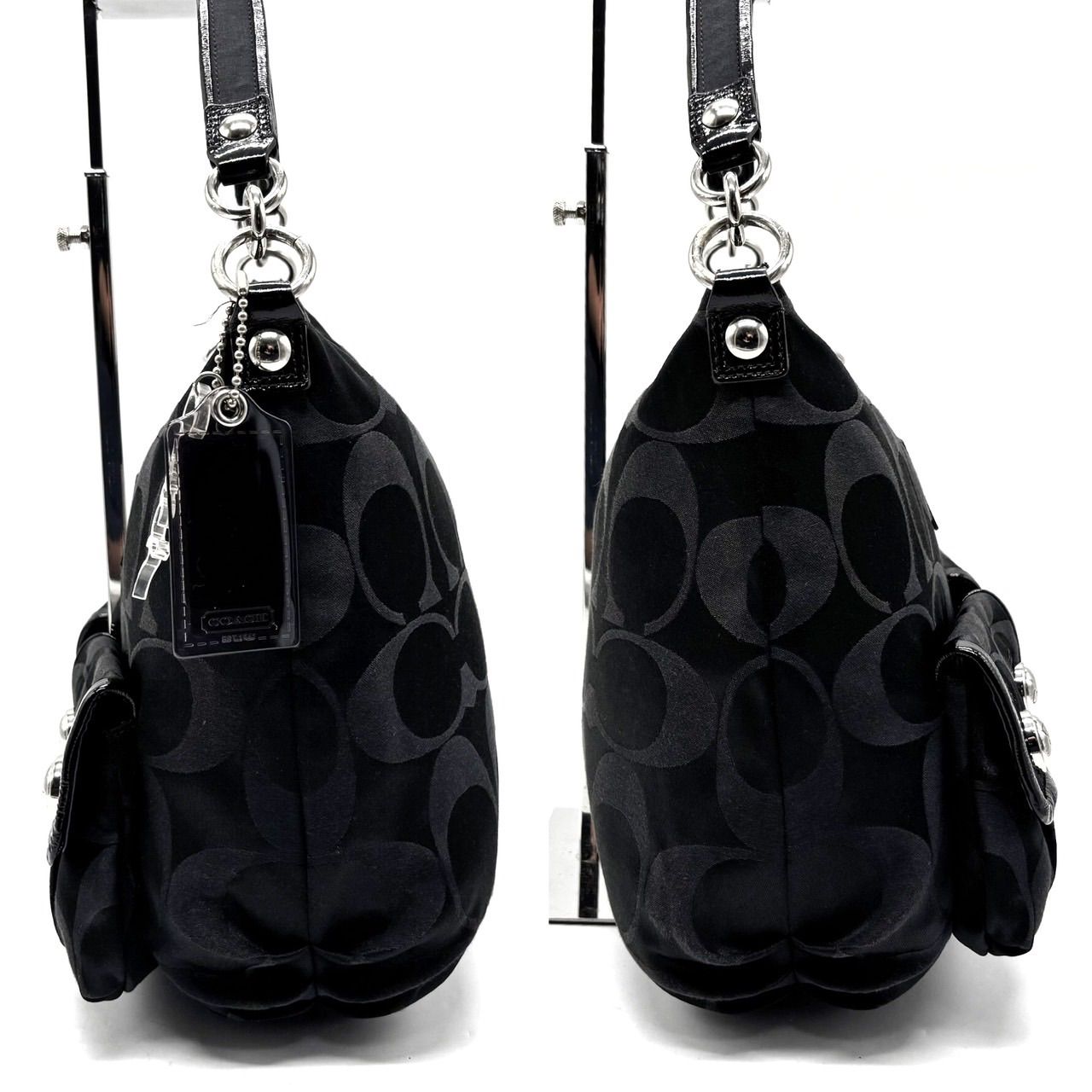 美品】 COACH Y2K soho signature black canvas leather unisex コーチ 