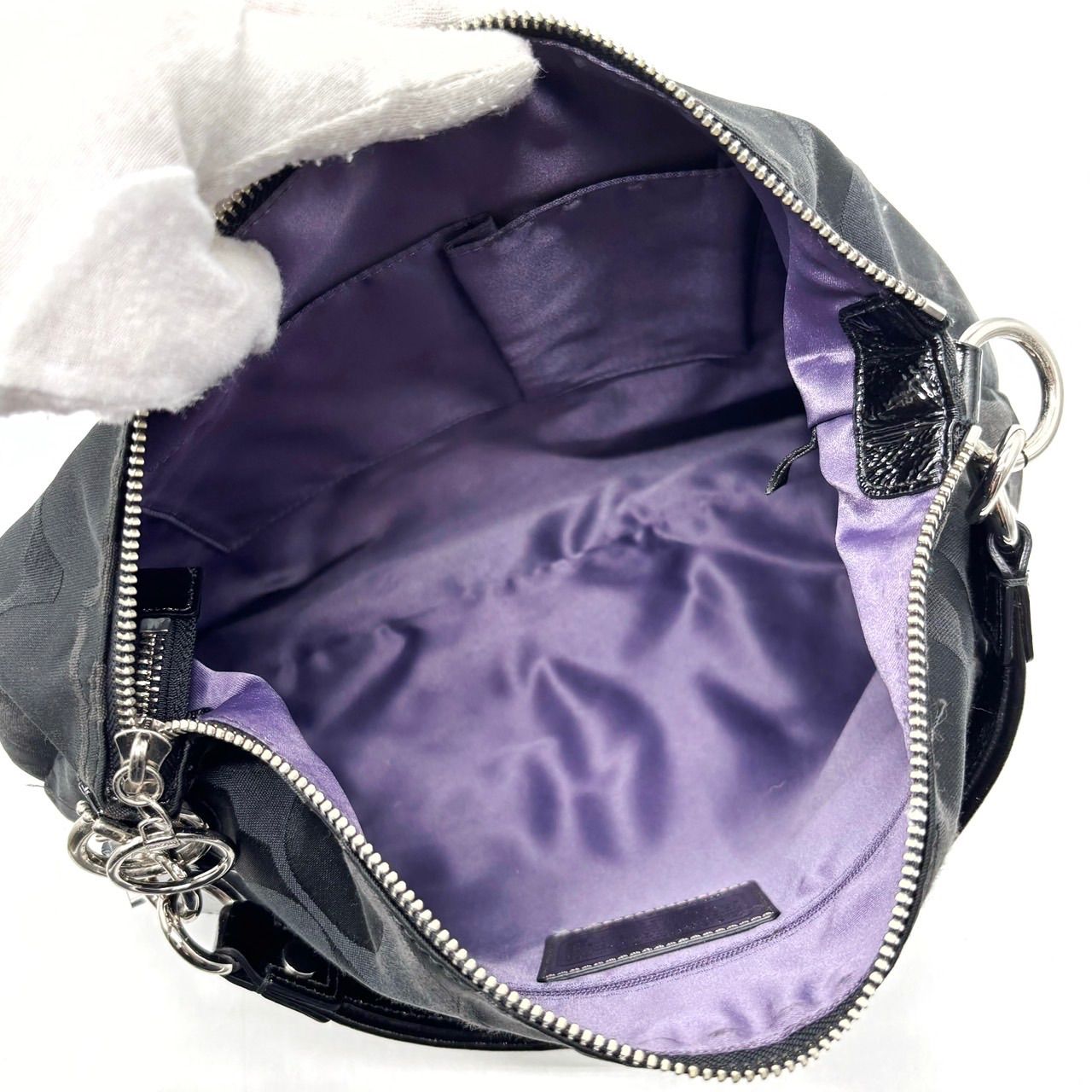 美品】 COACH Y2K soho signature black canvas leather unisex コーチ 