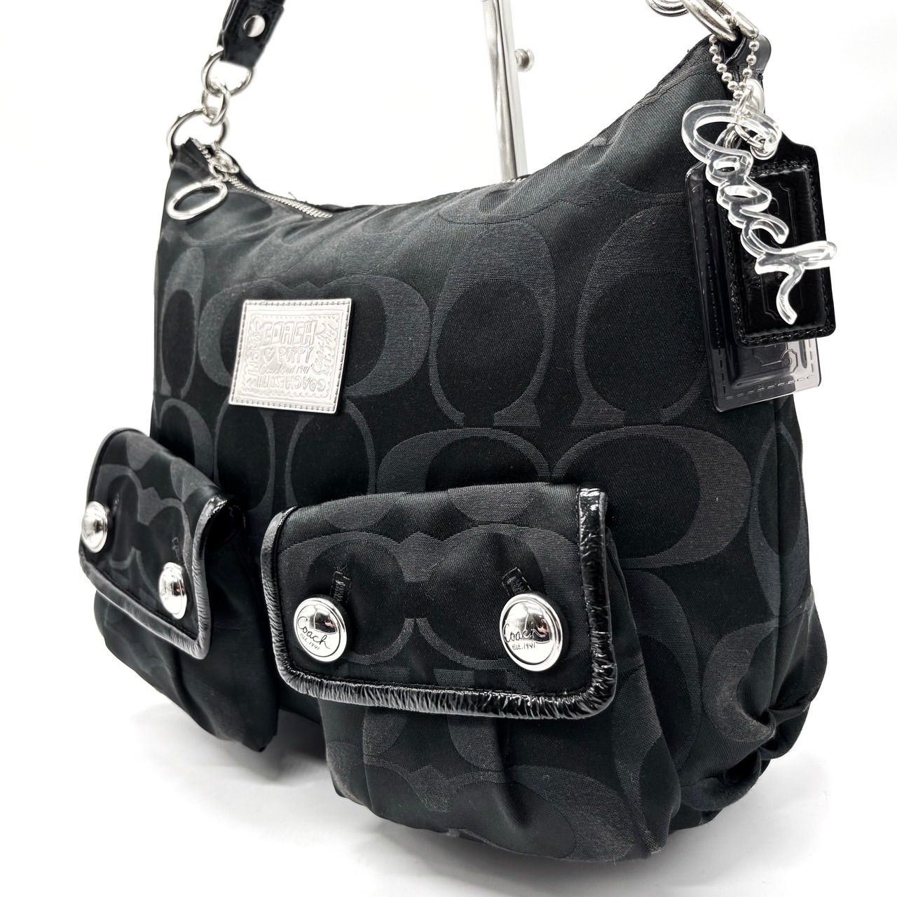 美品】 COACH Y2K soho signature black canvas leather unisex コーチ 