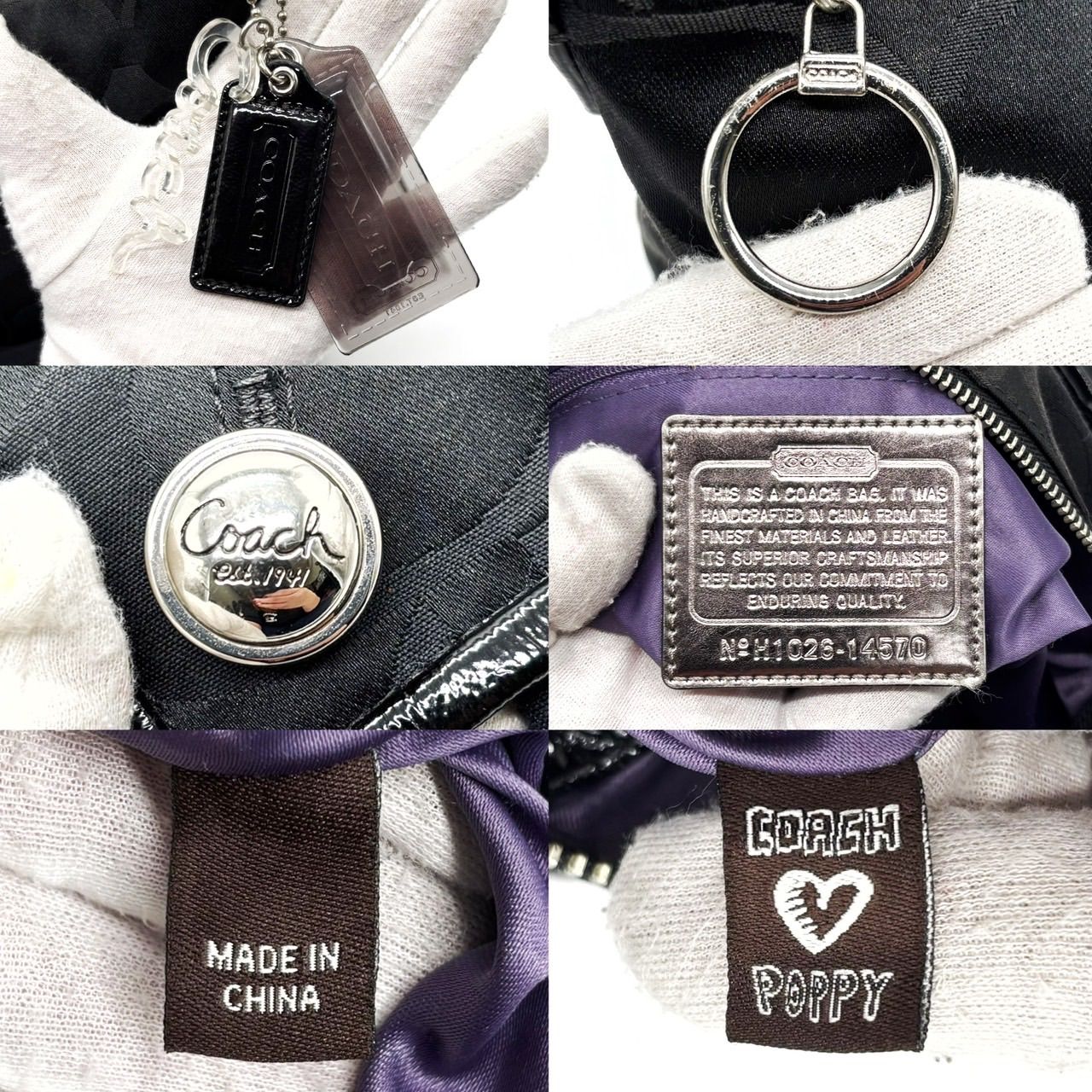 美品】 COACH Y2K soho signature black canvas leather unisex コーチ 