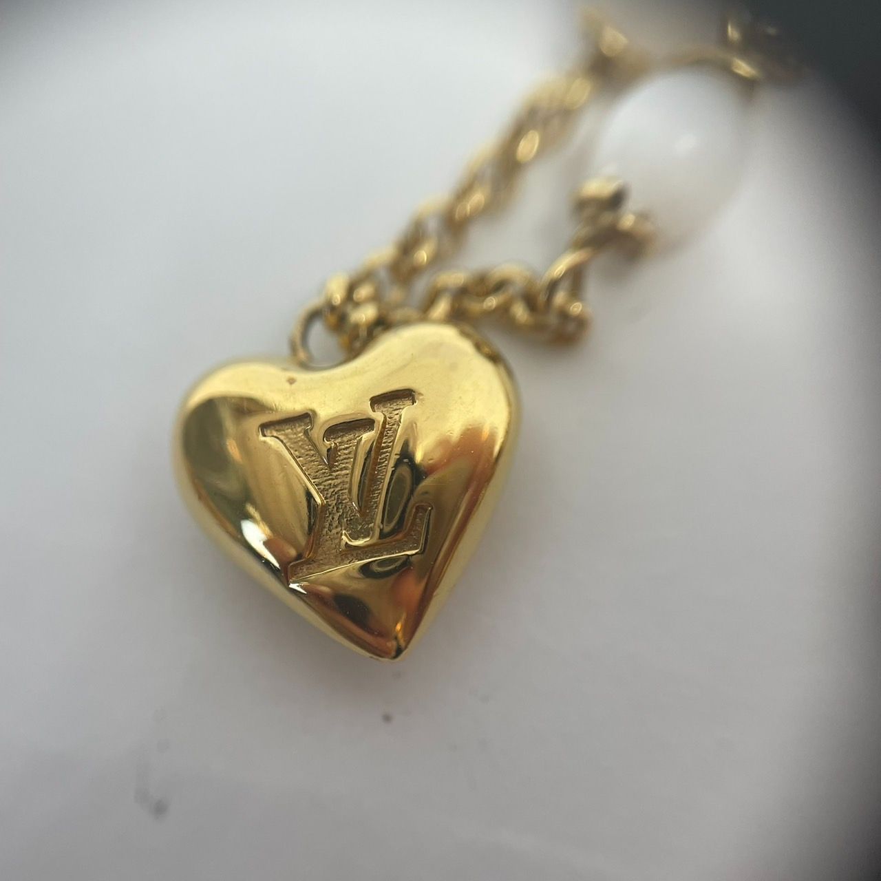 LOUIS VUITTON ヴィトン ネックレス パンダント LV ハート メッキ 