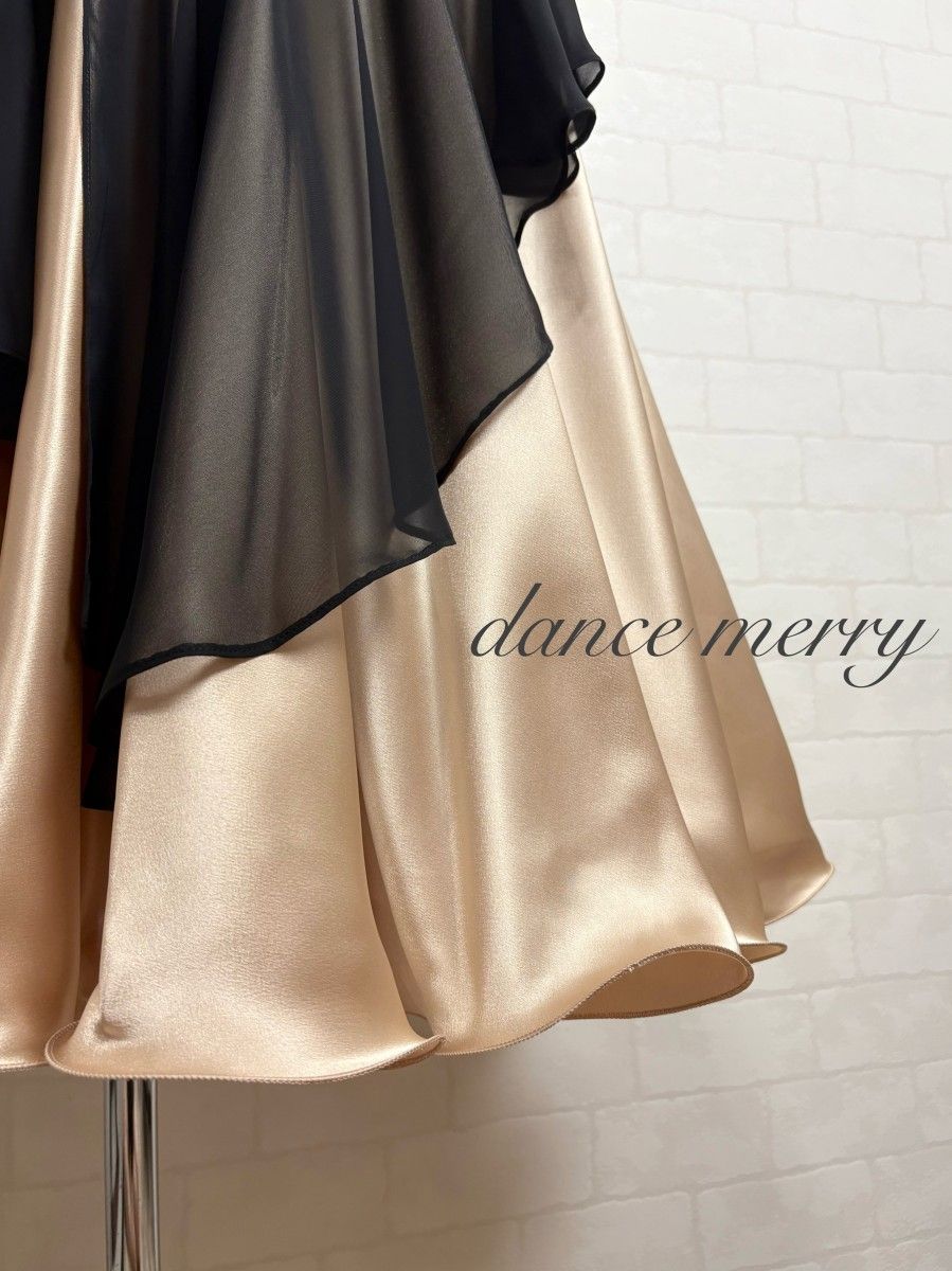 MERRY】新品 社交ダンス 豪華 ツーピース セットアップ 黒 ベージュ
