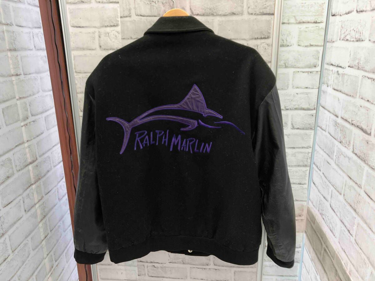 JEFF ジェフ ハミルトン スタジャン 古着 90 s サイズXL相当 ブラック 刺繍 内ポケイニシャル有り