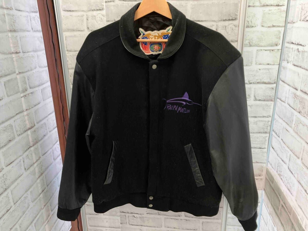 JEFF ジェフ ハミルトン スタジャン 古着 90 s サイズXL相当 ブラック 刺繍 内ポケイニシャル有り