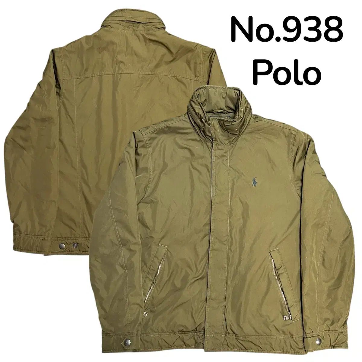 ポロラルフローレン カーキ オリーブ グリーン ポリエステルシェル ハリントン ブルゾン ジャケット S