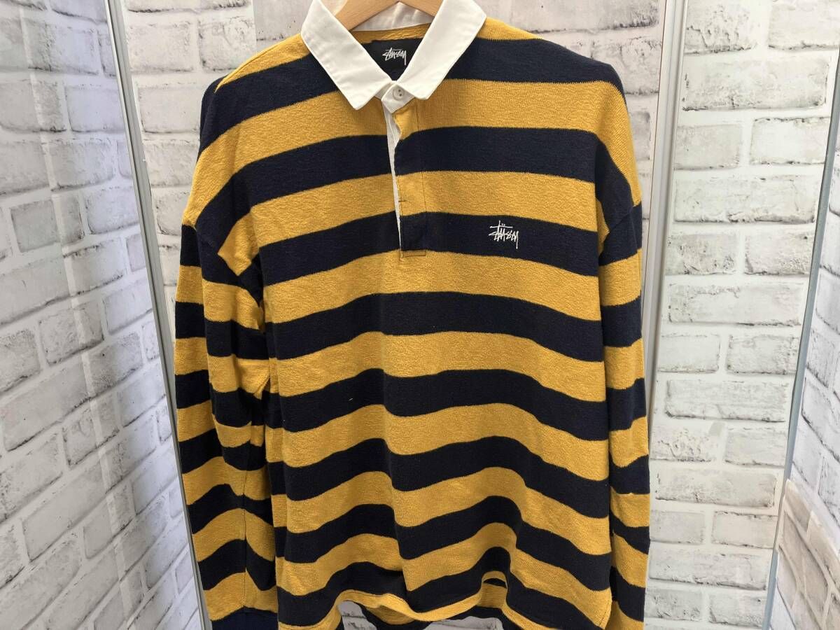 STUSSY／ラガーシャツ／長袖ポロシャツ／サイズM／コットン