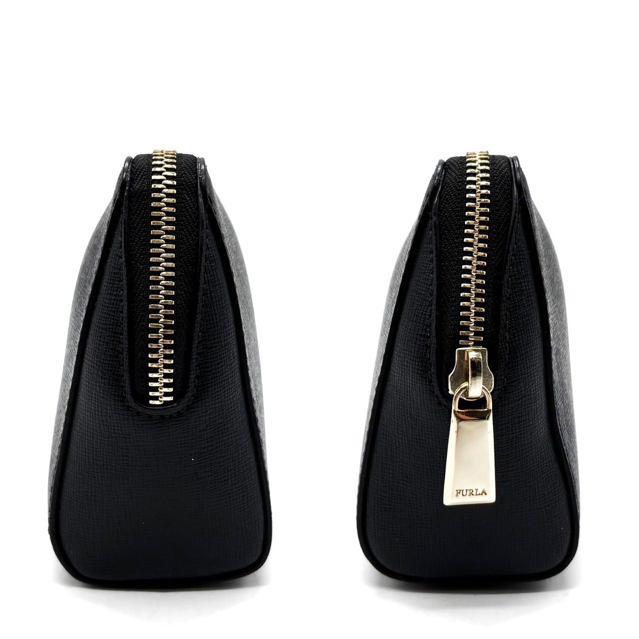 良品】 FURLA フルラ ポーチ セカンドバッグ レザー 革 ブラック 黒 