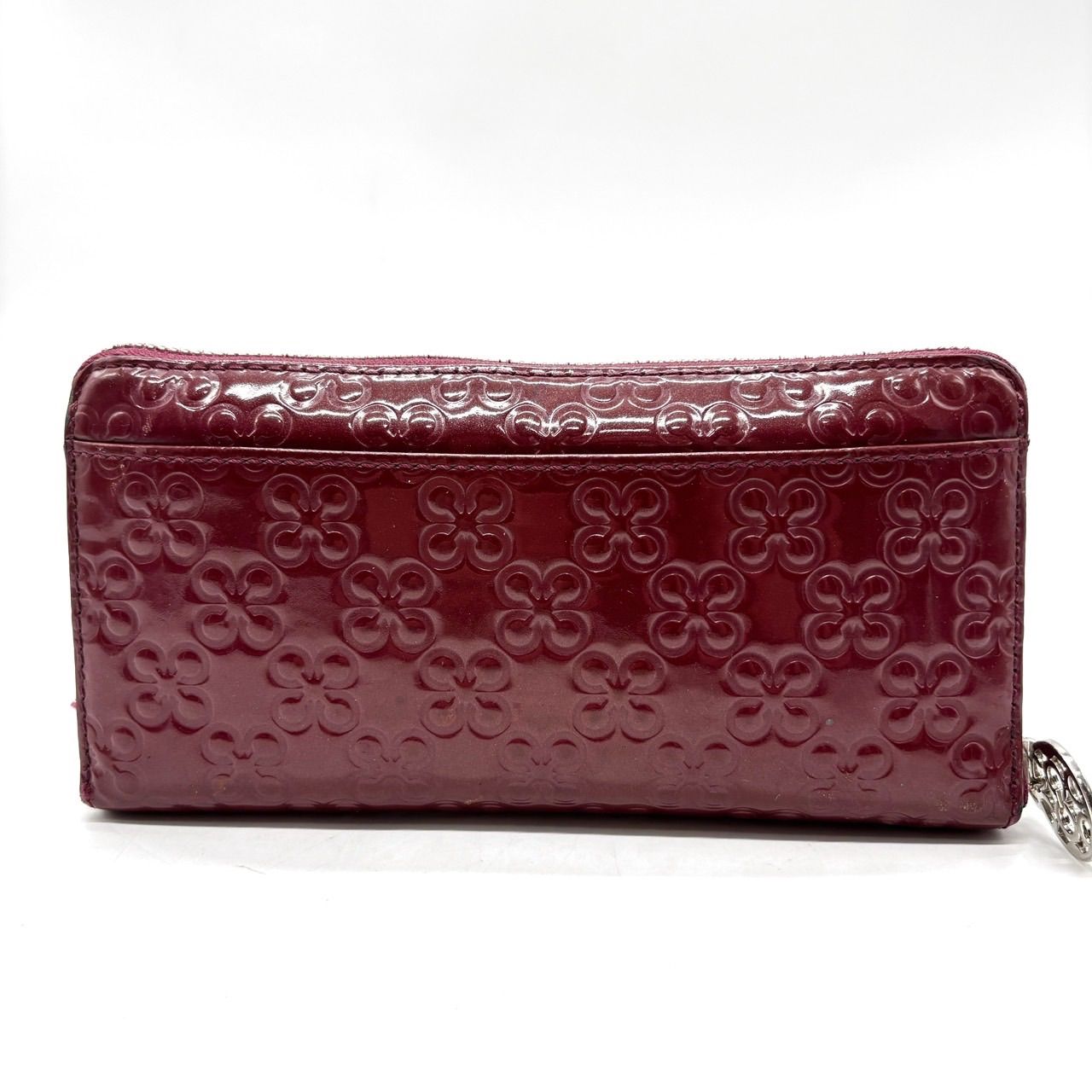 良品】 COACH 長財布 ロングウォレット ラウンドファスナー パテント 